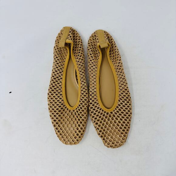 H&M Tan Mesh Ballet Flats Shoes Size 41 Lightweight Woven Net Slip-On Flats - Picture 8 of 8